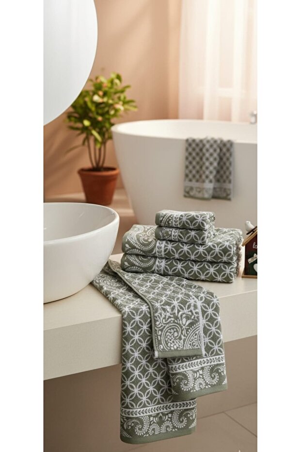 GIFT, DOWERY, EXPORT SURPLUS SPECIAL PRODUCTION BUKLE COTTON BATHROOM-KITCHEN Towel Set (SET OF 6)