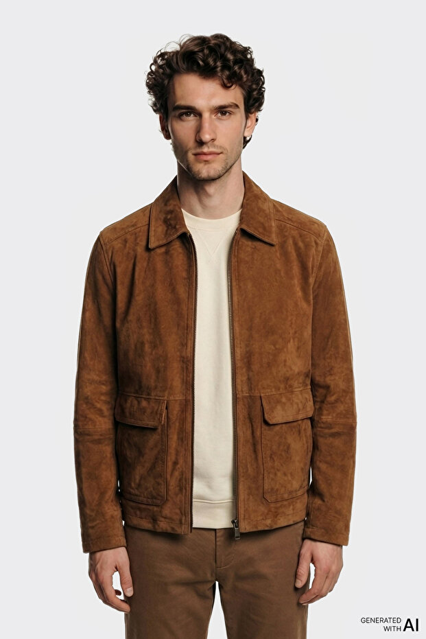 Taba Deri Erkek Ceket - 1