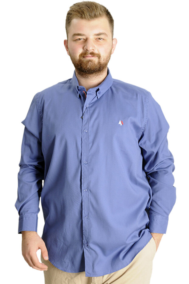 Mode XL Large Size Men's Shirt U.Kol Tom Oxford 23303 Indigo