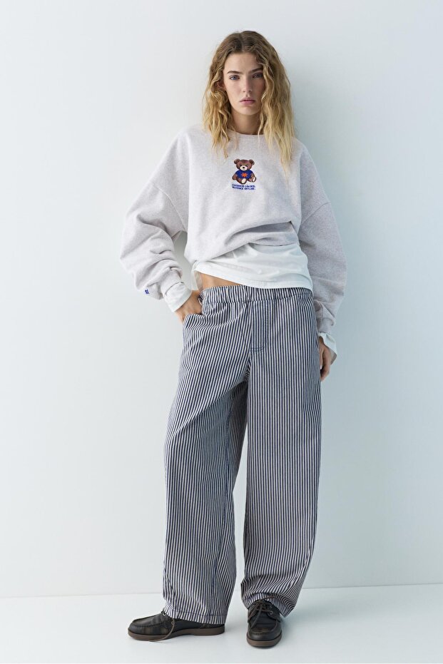 Çizgili barrel pantolon - 2