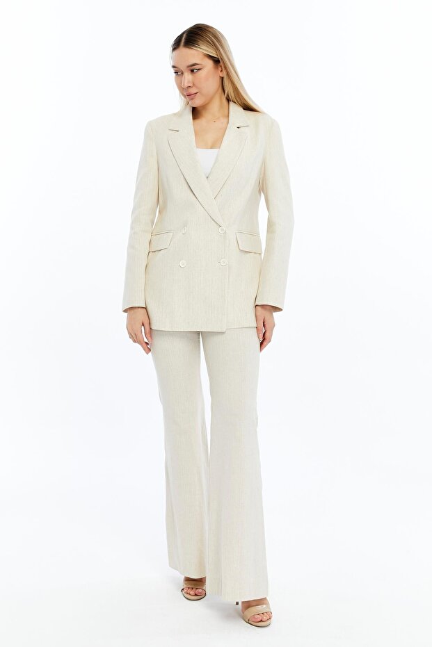 Kadın Keten Blazer Ceket - 4