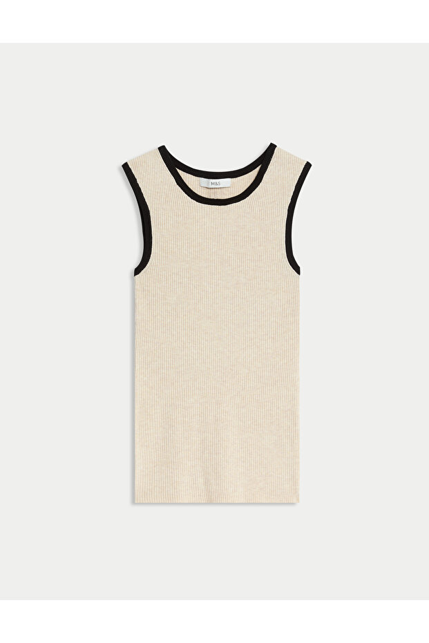 Regular Fit Yuvarlak Yaka Örme Bluz - 5