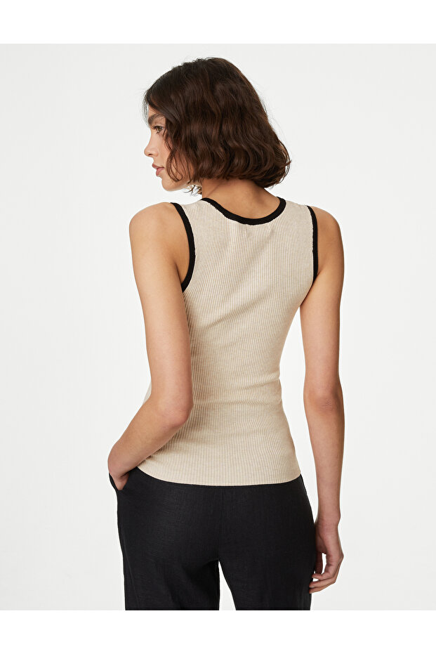 Regular Fit Yuvarlak Yaka Örme Bluz - 4