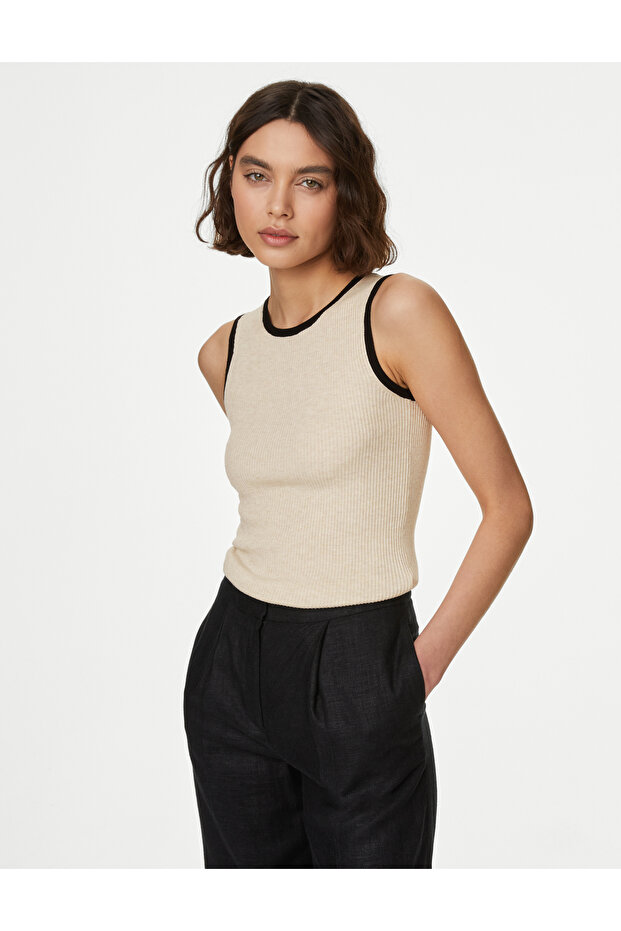 Regular Fit Yuvarlak Yaka Örme Bluz - 3