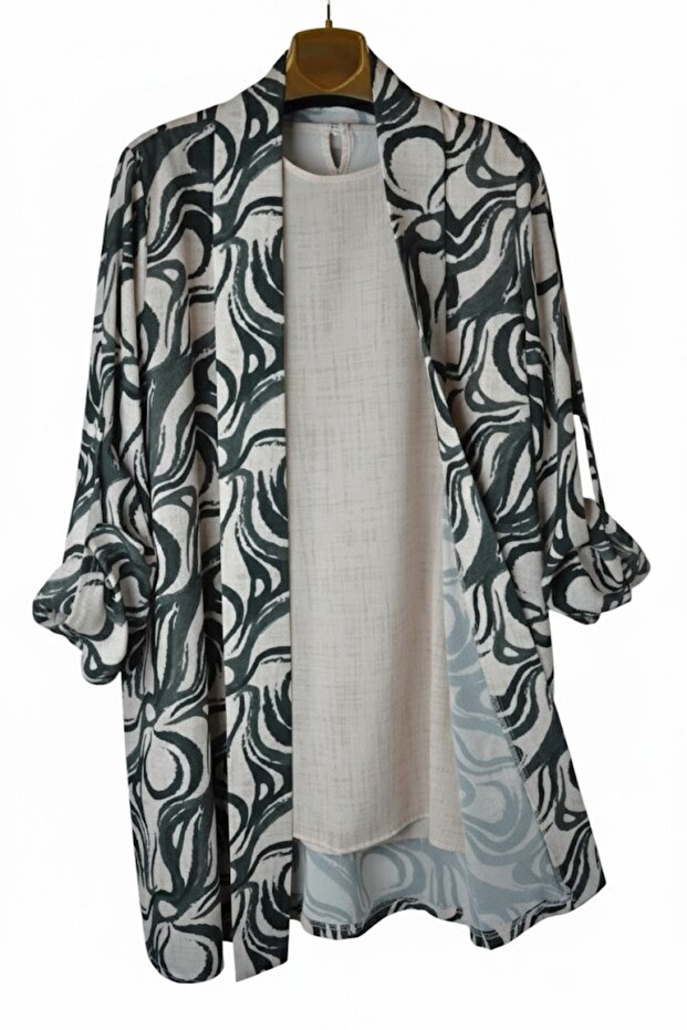 بدلة كريب مزدوجة مقاس كبير - 1