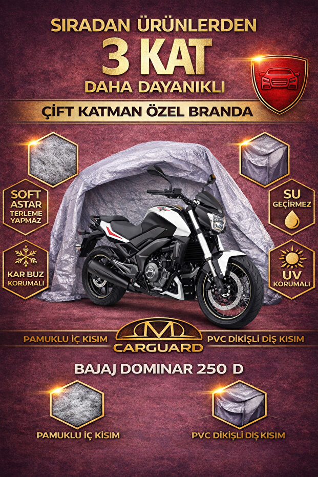 Bajaj Dominar 250 D Corded Motorcycle Tarpaulin Tent Cover - Miflon
