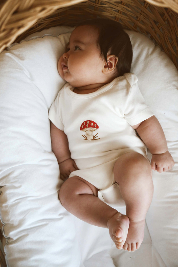 Mushroom Embroidered Snap-On Bodysuit