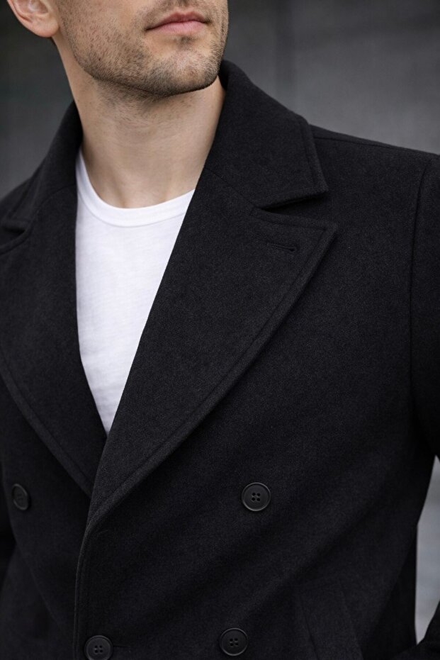 Short Double-Breasted Basic Cashmere Jacket - 3