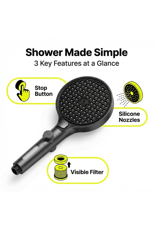 ثلاثة أوضاع للاستحمام، رأس دش كبير بقطر 15 سم مزود بوظيفة ترشيح - 4