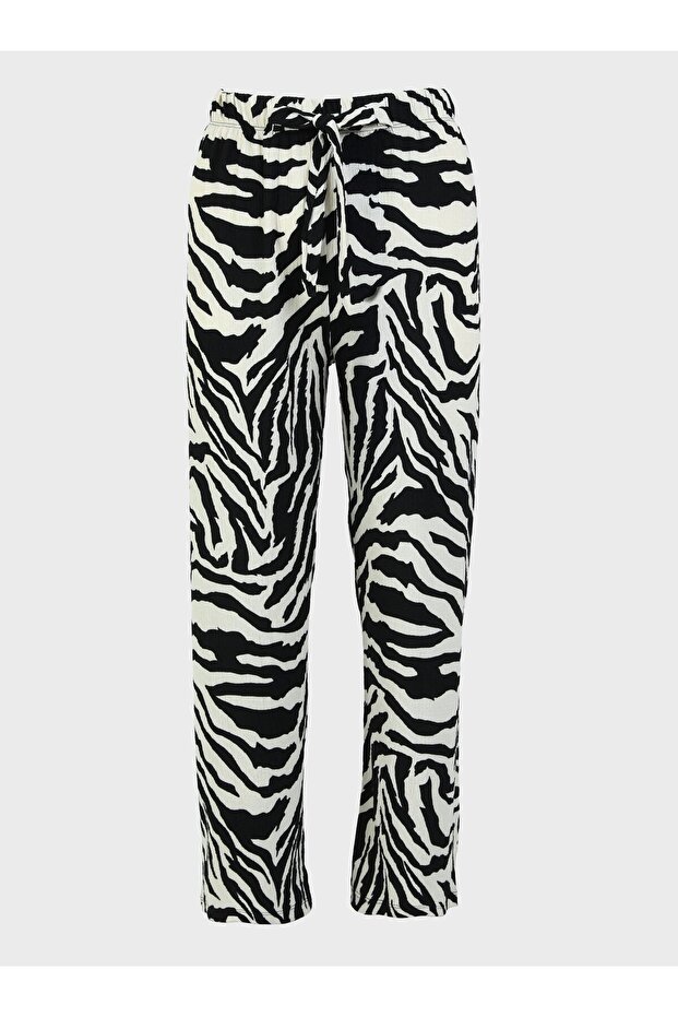 بنطلون مقاس كبير منقوش - أسود - علياء - 7