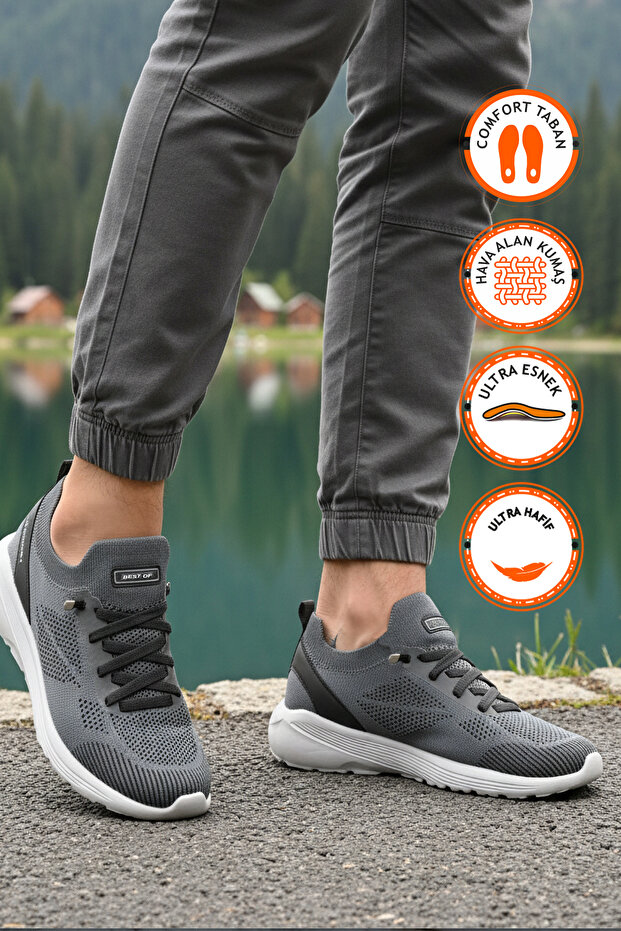 Smoked Mesh Lightweight Flexible Lace-Up Men's Sports Shoes Bst-646 m