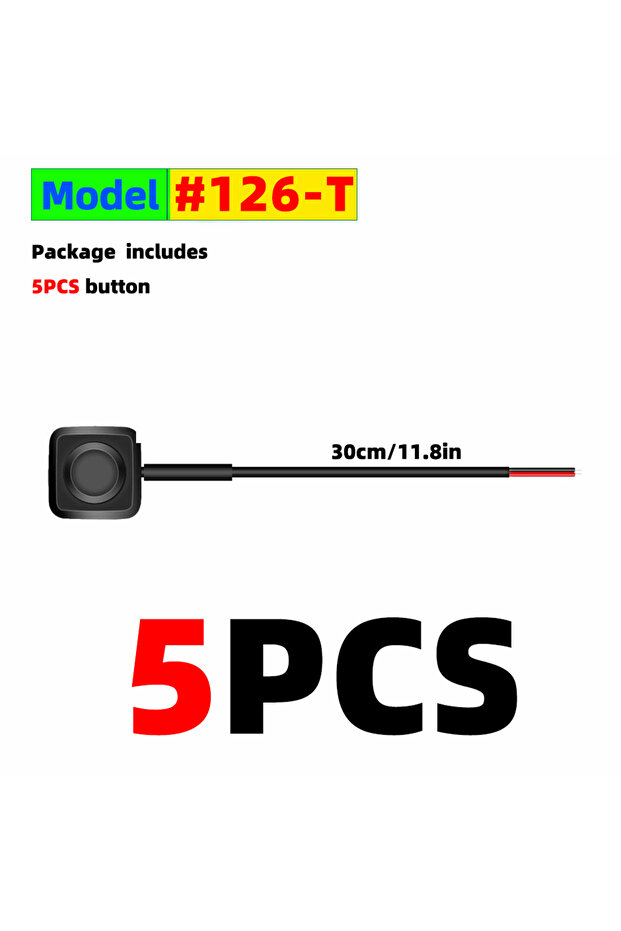 5PCS Button Momentary Push Button Switch ON/OFF 12V/24V Surface Mount Mini Round Black Button for H