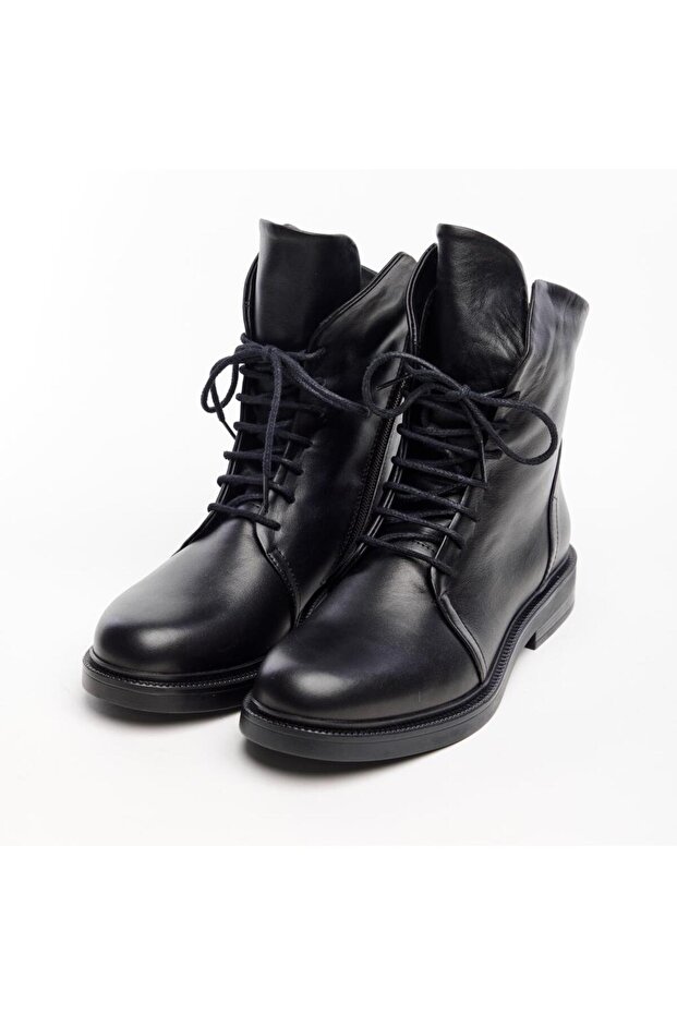 Hakiki Deri Fermuarlı Kadın Bot - 3