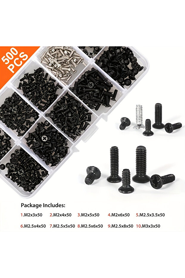 Phillips Head Set 500pcs 500pcs M2 M2.5 M3 Screw Set, Laptop Screw Kit for Repair Computer Electroni