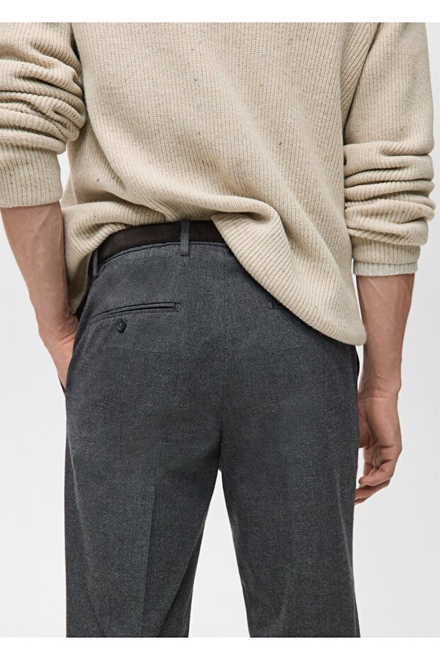 Slim fit flanel pantolon - 7