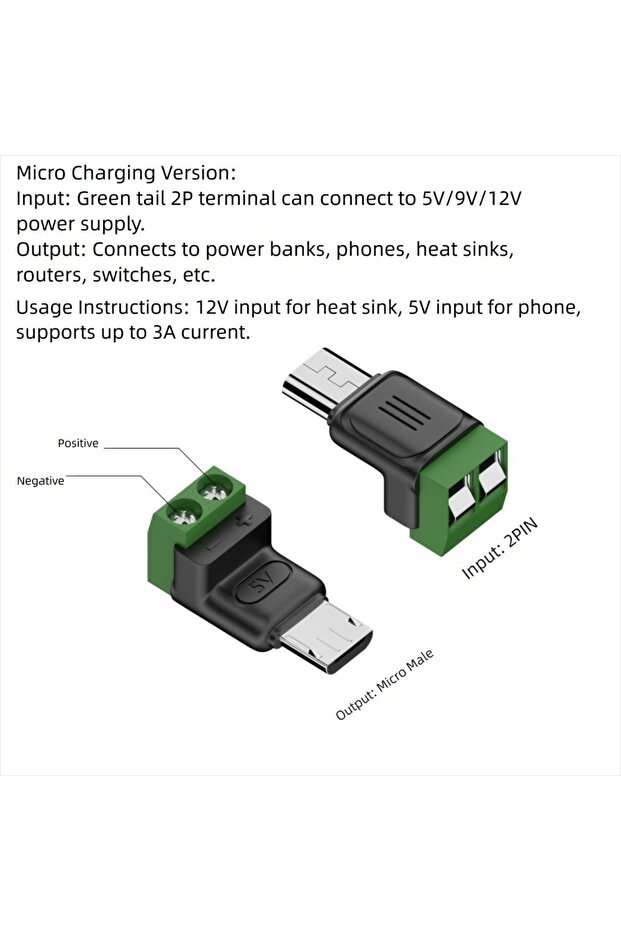 محول طرفي USB-C إلى طرفين، قابس شحن صغير بدون لحام، برغي 5 فولت، كتلة طرفية قابلة للضغط، أخضر