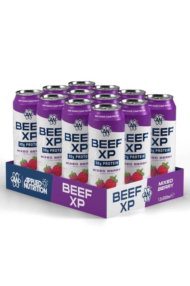 Beef-XP - Clear Protein Drink, Mixed Berry, 500 ML Pack of 12pcs, 30g Fast-absorbing Collagen