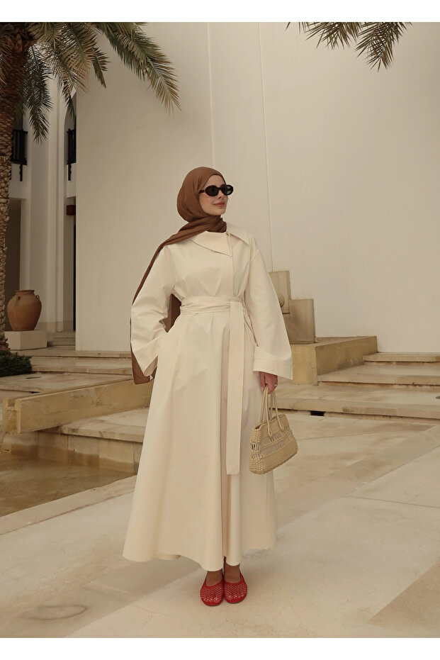 2355CHEDİ MODEL ELBİSE VANİLYA - 7