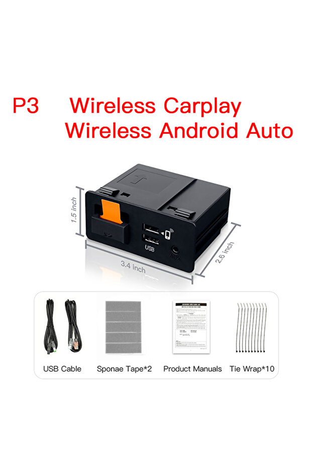 محول P3 لاسلكي بدون أدوات، أو محول P2 سلكي أو لاسلكي P3 Carplay Android Auto لتحديث سيارات مازدا 2 و3 و6 سي