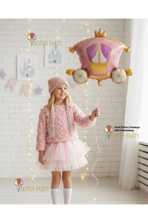 Princess Horse Carriage Foil Balloon - Princess Car Foil Balloon - Pink Princess Car Foil Balloon 1 Piece
