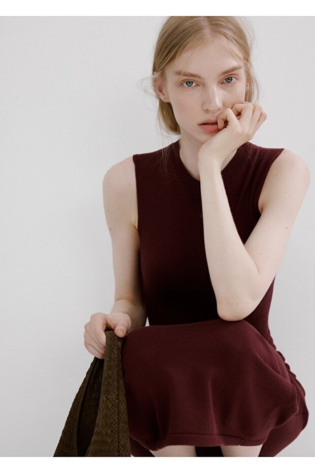 Örgü midi elbise - 7