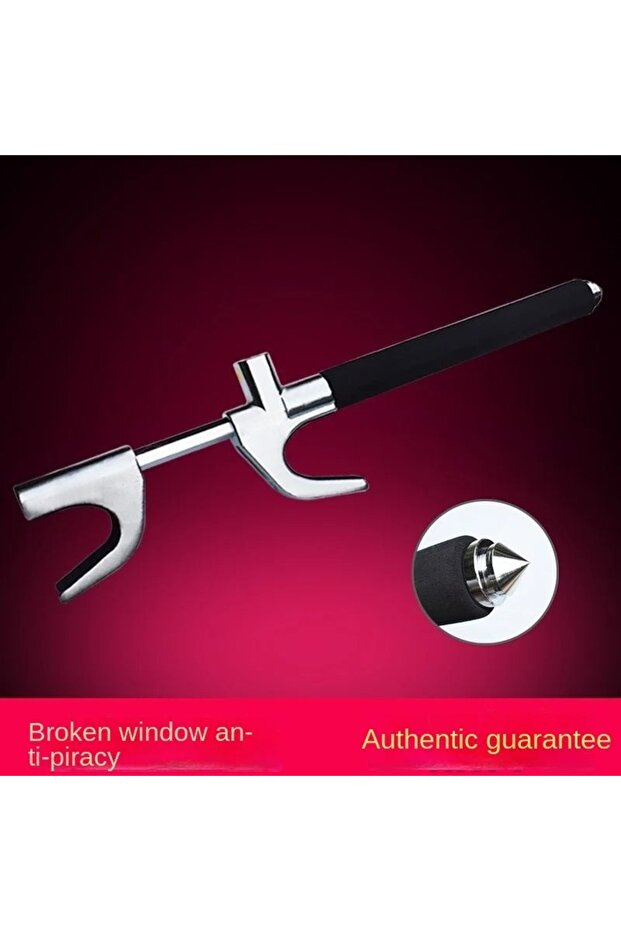 black Car Steering Wheel Lock Anti-Theft Car Device Universal Fit Adjustable Length Clamp Double Hoo