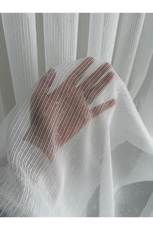 Nazlı Esintisi Tulle Curtain | Thin Striped Glittery Beard | 1E3 Layered Tight Pleat | Heavy Weight | Ironing Is Not Necessary.