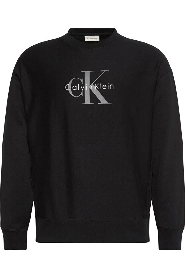 Ls Premium Terry Monologo Cn Men's Crew Neck Sweatshirt Black