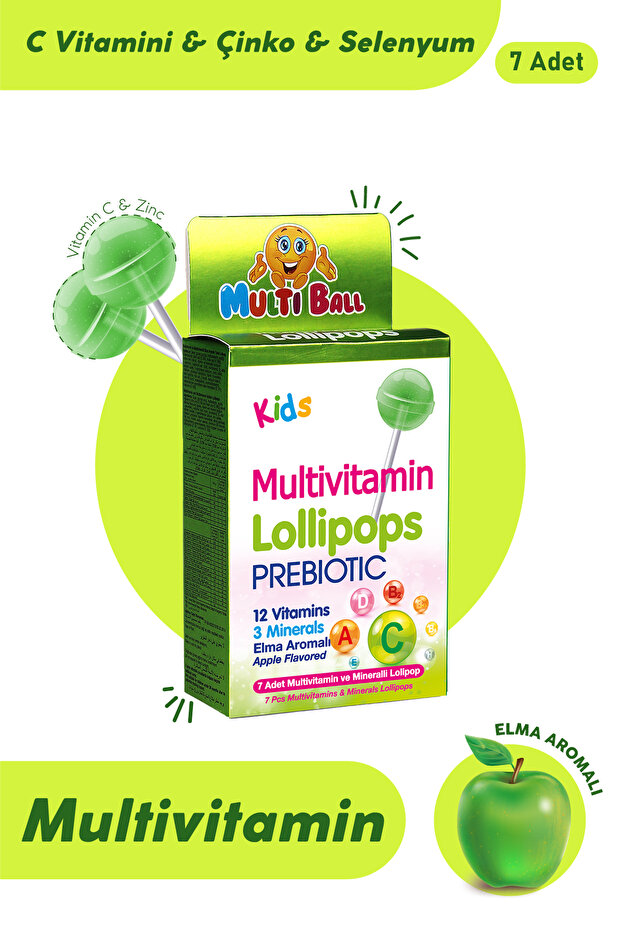 Kids Multıvıtamın Lollıpops Prebıotıc 7li