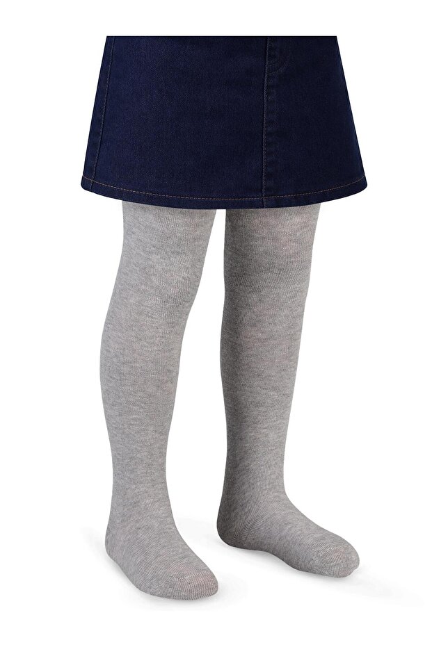 Civil Girls' Plain Patterned Pantyhose | Interlock | School Nursery and Daily Use - Gray