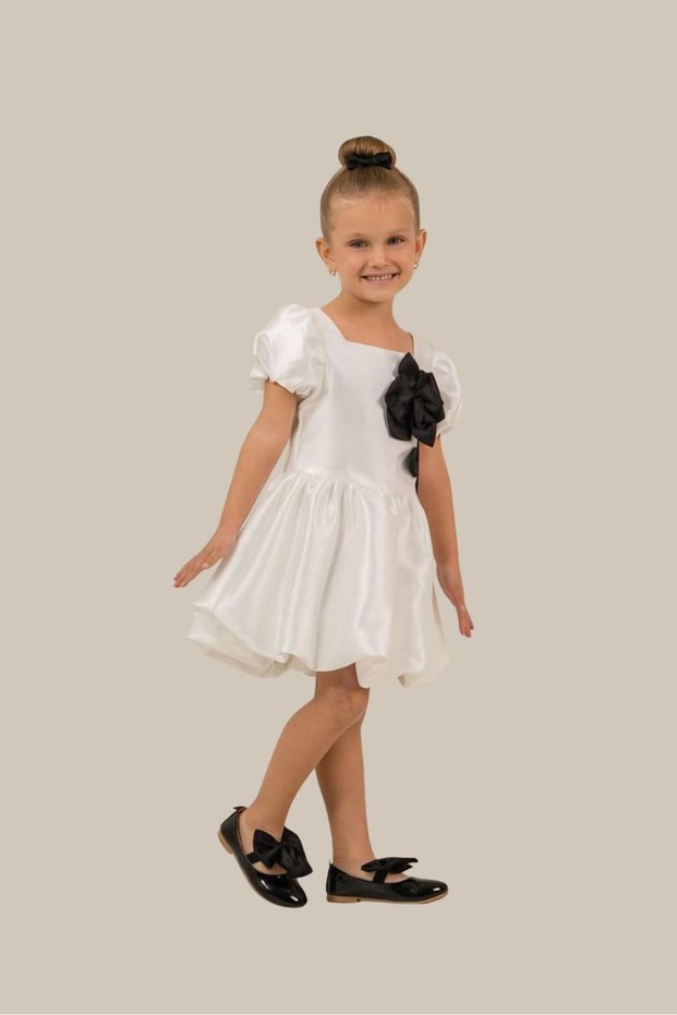 Girl's Satin Fluffy Wedding Birthday Special Day Princess Evening Dress