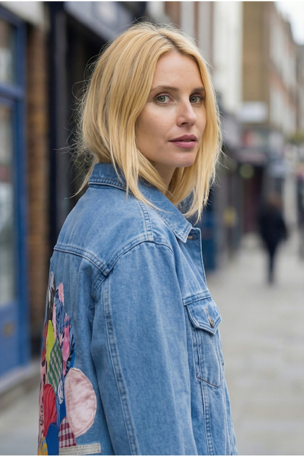 Kadın Kot Ceket, Patchwork Denim Ceket - 3