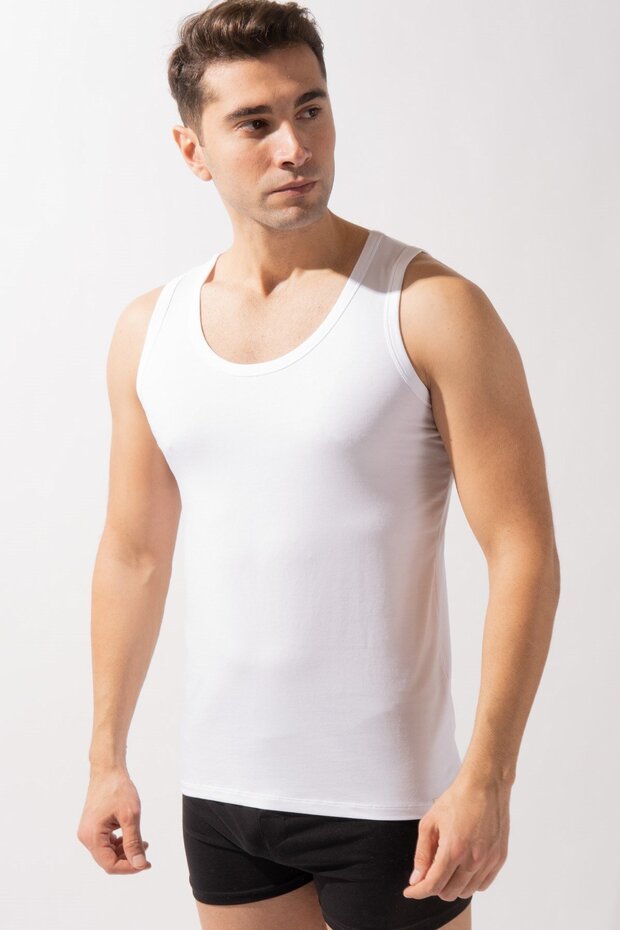 Basic New Modal Strappy Men's Undershirt White