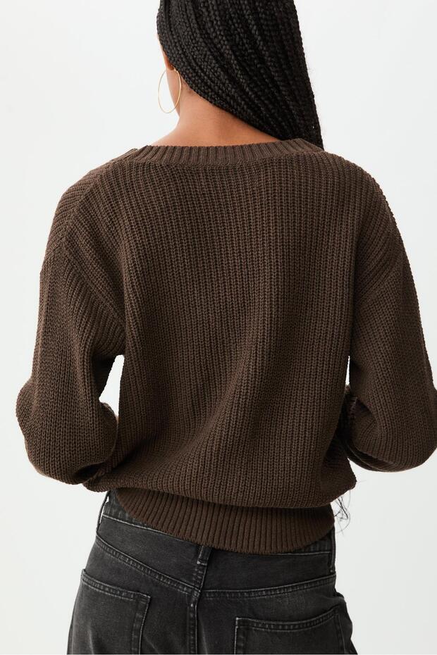 Düğmeli triko hırka - 4