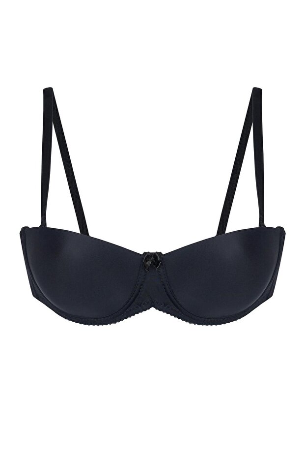 Underwire Unlined Strapless Covered Bra - 4
