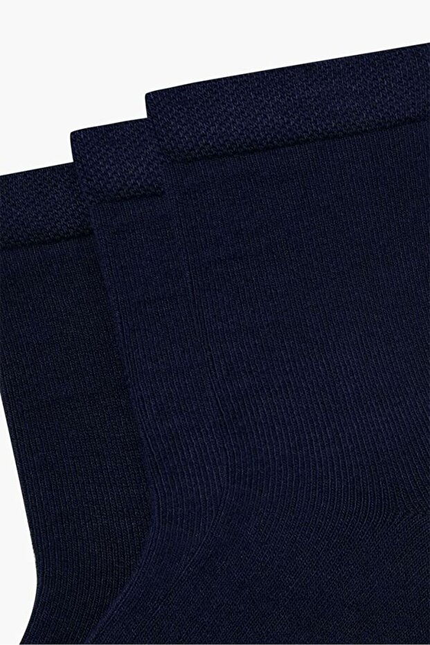 3lü Lacivert Bambu Çocuk Çorap - 2