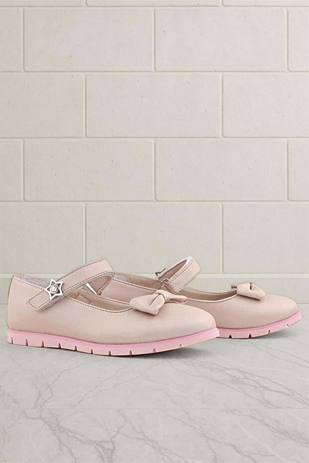 Powder Bow Velcro Star Girl's Ballerinas