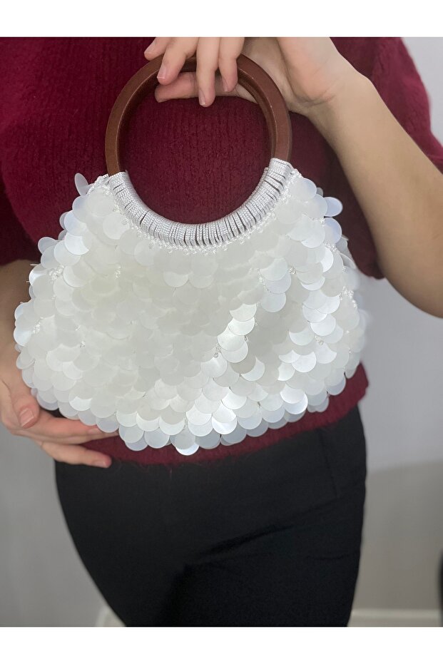 Ahşap saplı pullu çanta - 3