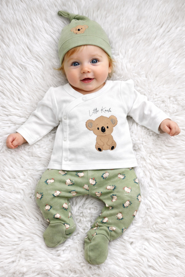 Little Koala Ecru 5-Piece Newborn Unisex Baby Hospital Discharge Set
