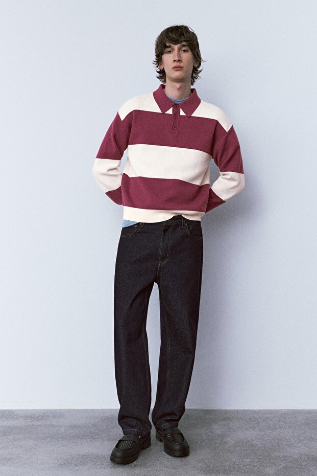 Panelli uzun kollu polo tişört - 3