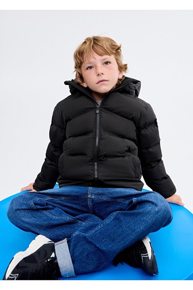 Kapüşonlu kapitone anorak - 1