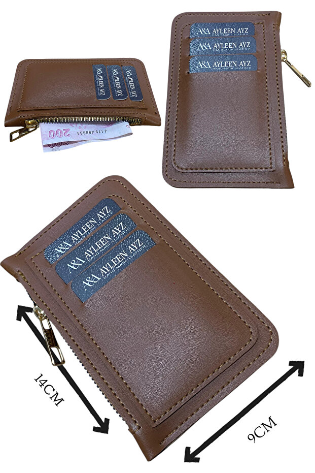 Faux Leather 6 Card Holder and Zippered Coin Compartment Card Holder Wallet