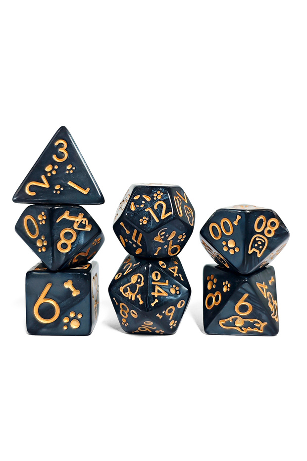 HSWD102 7Pcs/Set Cute Dog Pattern D20 D12 D00 D10 D8 D6 D4 Dice Set Party Home Entertainment Activit
