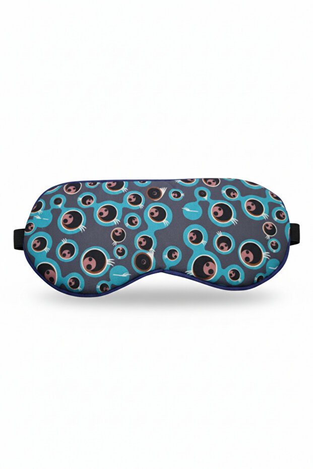 قناع عين مريح للنوم مطبوع بنمط العين، مصنوع من الجل المبرد، يحجب الضوء بالكامل - 1