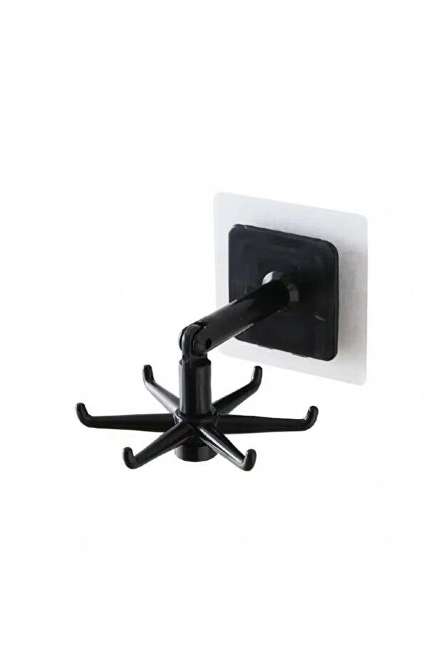 Black 1pcs 360 Degree Rotating Storage Spoon Hook Seamless Wall Mounted No Drilling Required Suitabl