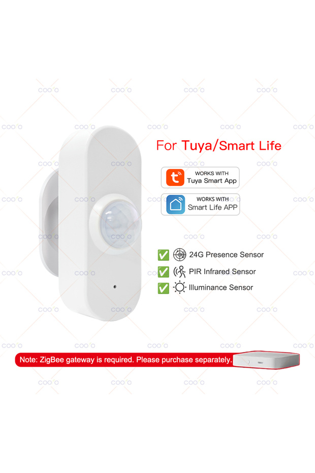 24G for Tuya 24G MmWave Radar Human Presence Sensor+PIR Motion Sensor Light Temperature Humidity USB