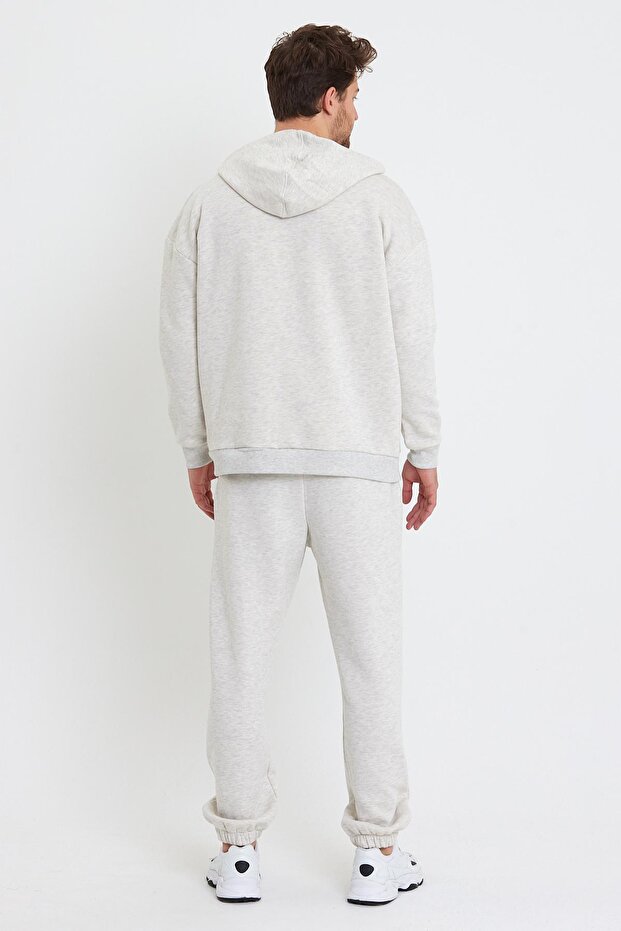 Men's Elastic Winter Jogger 3 Thread Basic Gray Sweatpants - 4