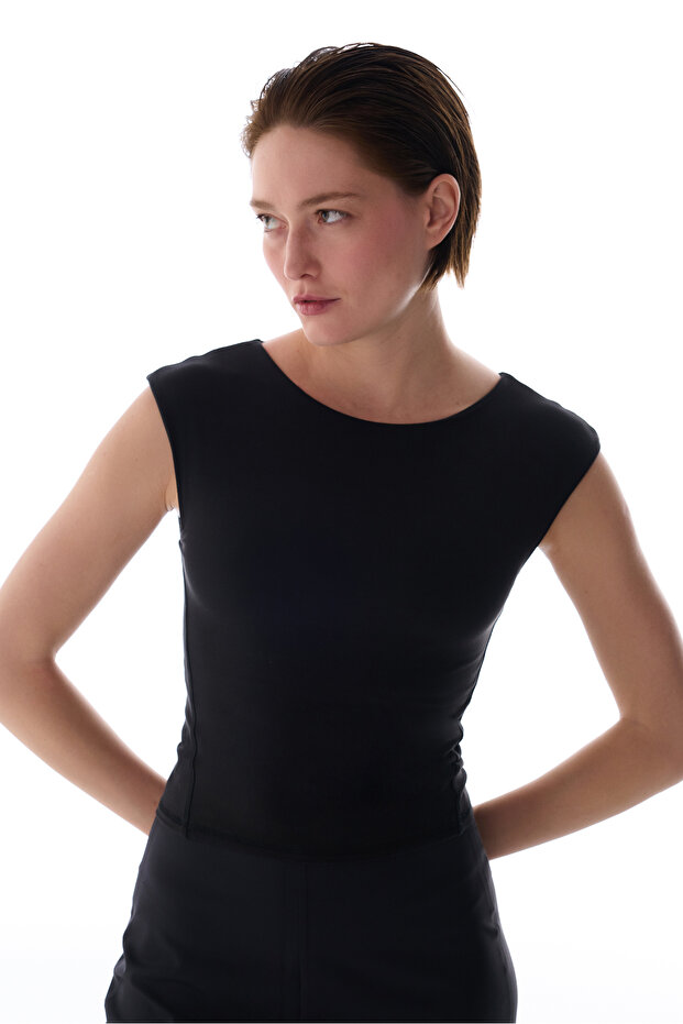 Siyah Flatlock Dikişli Aktif Üst - 5