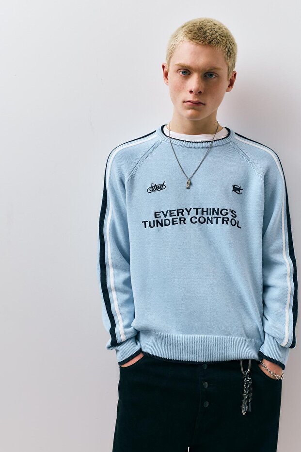 STWD işlemeli çizgili kazak - 3