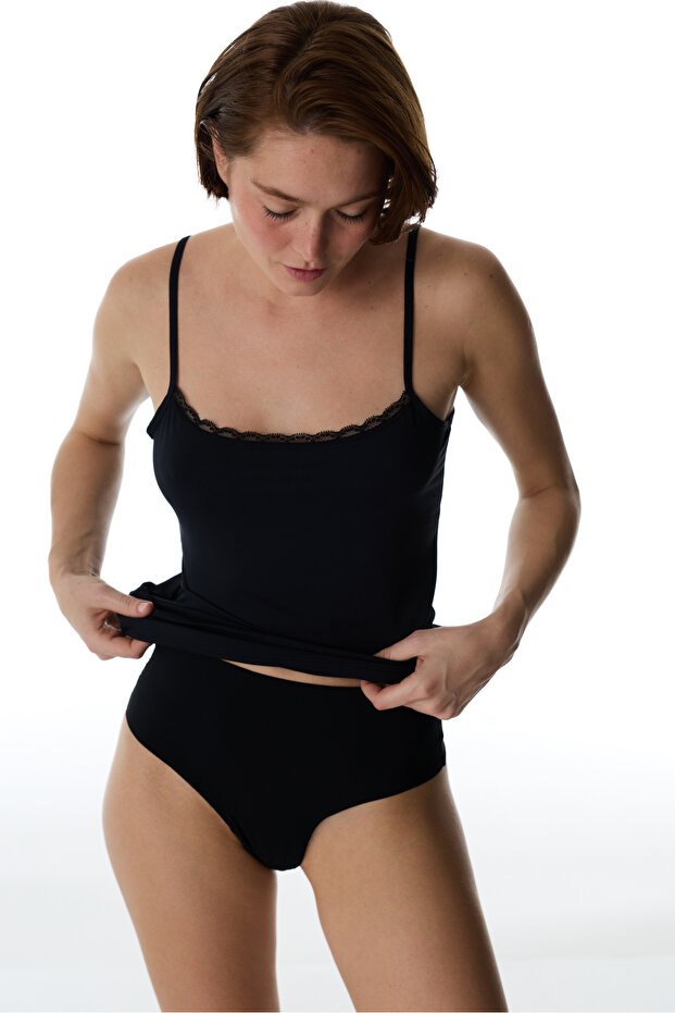 Siyah Micro Lace Dantel Atlet - 2